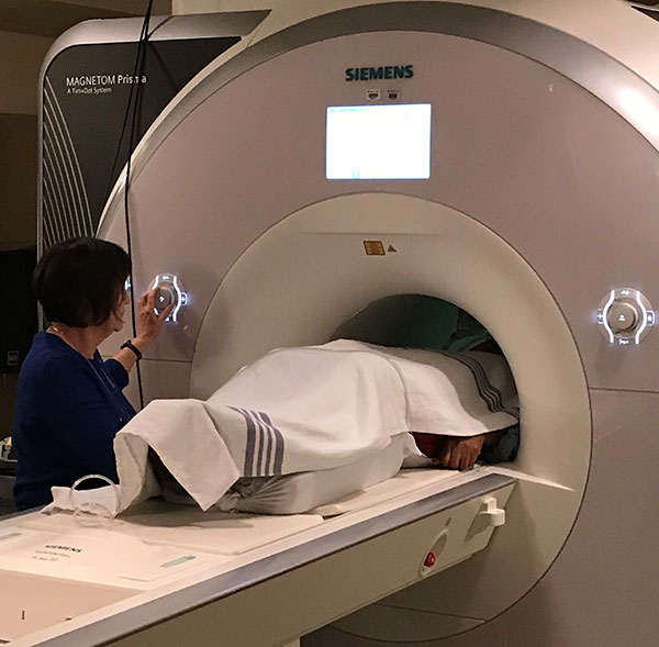 Patient during fMRI scan